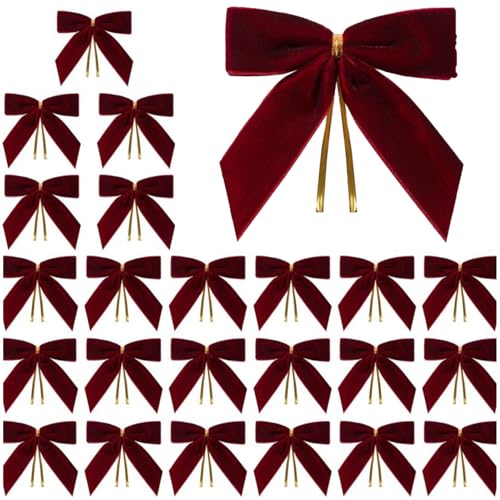 Mbiyhgta Samt Weihnachtsbögen, Weihnachtskranzgirlande Velvet Bow Set von 24, Urlaubswickbögen für Weihnachtskränze Dekoration Baum Topper Indoor Outdoor Dekoration, 3,5 x 3,5 Zoll Mbiyhgta Samt Weihnachtsbögen, Weihnachtskranzgirlande Velvet Bow Set von 24, Urlaubswickbögen für Weihnachtskränze Dekoration Baum Topper Indoor Outdoor Dekoration, 3,5 x 3,5 Zoll von Mbiyhgta