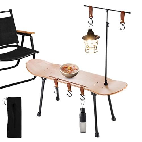 Mbiyhgta Skateboard-Tisch – Klappbarer Picknicktisch, Campingtisch | Dekorativer Skateboard-Schreibtisch für den Außenbereich, klappbarer Wandertisch mit Holz und PP, Strand-Picknicktisch für Strand von Mbiyhgta