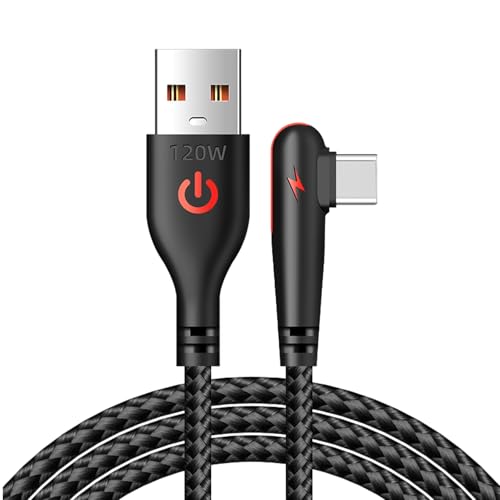 Mbiyhgta USB C 90 -Grad -Kabel - 120 -W geflochtenes Rechtwinkel USB C -Kabel - 90 Grad USB C Ladungskabel, schneller Ladekabel Typ C, für Frauen Männer von Mbiyhgta