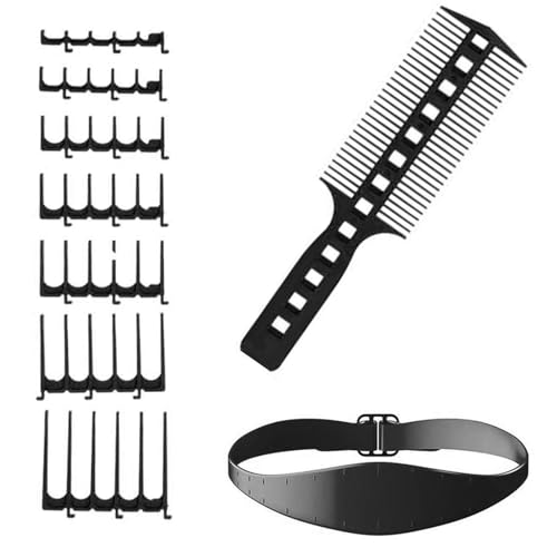 Mbiyhgta für Haarschneidemaschinen,Home Haarschneide-Kamm-Set | Friseur-Haarschneideset, Silikon-Haarband-Schablone, 7 Kammzähne-Zubehör und Kamm-Haarstyling-Werkzeug von Mbiyhgta
