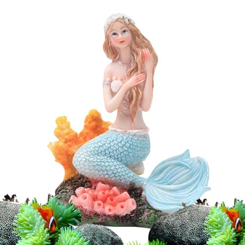 Meerjungfrau Aquarium Dekorationen - Handgefertigte Ornament, Fischtank | Thematische Desktop -Display -Stück, aquatische Kreaturen -Replik -Skulptur, untergetauchtes Dekorelement, Küstenfantas von Mbiyhgta