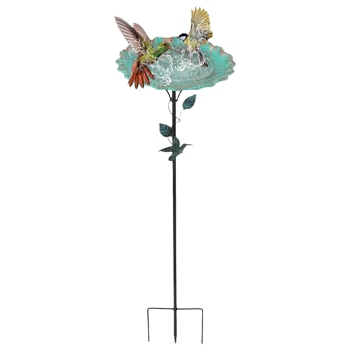 Metallvogelbad - Robustes Feeder -Becken, stilvolle Outdoor -Schüssel | Wetterresistentes stehendes Bad, Gartenharten-Dekorationsstück für -Setup, Greeny-Bereich, Rasenvogelzone, Dekoration Eck von Mbiyhgta