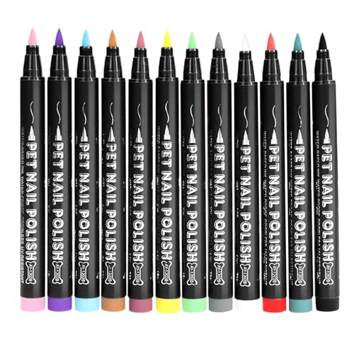 Nagellackstifte für Hunde, Nagellack – 12 kreative Stifte für Nagellack, kreatives Stifte-Set für Hunde, Nagellackmarker mit sicherer Spitze, 12 Farben für von Mbiyhgta