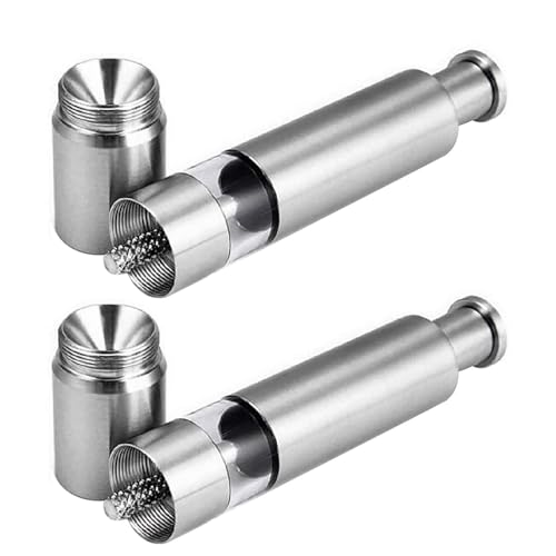 Salz- und Pfeffermühle – Edelstahl-Salzmühle, Pfeffermühle | Salzpfeffermühlen mit Druckknopfoberteil, Edelstahlsockel und Stab, 1 Stück / 2 Stück, 6,02 x 1,1 Zoll Salz- und Pfeffermühle – Edelstahl-Salzmühle, Pfeffermühle | Salzpfeffermühlen mit Druckknopfoberteil, Edelstahlsockel und Stab, 1 Stück / 2 Stück, 6,02 x 1,1 Zoll von Mbiyhgta