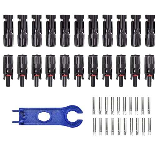 Solarpanelanschlüsse-MC4 Solar-Kabelverbinder 10-Pair, langlebiges wasserdichtes Kit | Männliche weibliche Verkabelung für Garten -Terrasse im Freien im Freien, sichere Lösung für erneuerbare Energien von Mbiyhgta