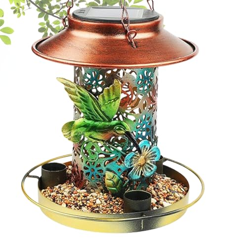 Vogelmacher aus Metall, solarbetrieben, dekorativ, solarbetrieben, für den Außenbereich, tragbar, Eichhörnchen, Futterstation für Wildvögel, Laterne zur Dekoration von Jar Vogelmacher aus Metall, solarbetrieben, dekorativ, solarbetrieben, für den Außenbereich, tragbar, Eichhörnchen, Futterstation für Wildvögel, Laterne zur Dekoration von Jar von Mbiyhgta