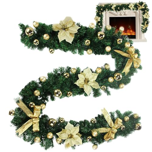Weihnachtsgirlande für Mantel, Weihnachtsgirlanden für Dekoration, Rattan-Weihnachtsdeko - Weihnachtsgirlande aus Rattan für Innen- und Außendekoration im Urlaub, für Kamin, Tisch und aber Weihnachtsgirlande für Mantel, Weihnachtsgirlanden für Dekoration, Rattan-Weihnachtsdeko - Weihnachtsgirlande aus Rattan für Innen- und Außendekoration im Urlaub, für Kamin, Tisch und aber von Mbiyhgta