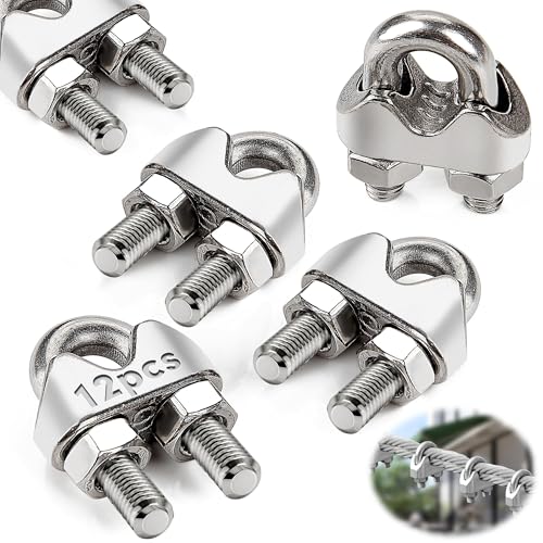 Mbsomnus 12 Stück Seilklemme 5mm Drahtseilklemme Edelstahl A4(V4A) DIN741 Seilklemmen M5 Bügelseilklemme Drahtseilklemmen Stahlseil Seilverbinder für Klemme Drahtseil 2mm Wäscheleine Markise Fixiert von Mbsomnus