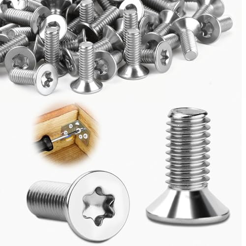 Mbsomnus 120 Stück Flachkopfschrauben M3x6mm Torx Schrauben M3 Edelstahl 304 A2 V2A mit Torx-Antrieb/Innensechsrund Senkkopfschrauben Maschinenschrauben Standard für Holz, Möbel, Metallarbeiten von Mbsomnus