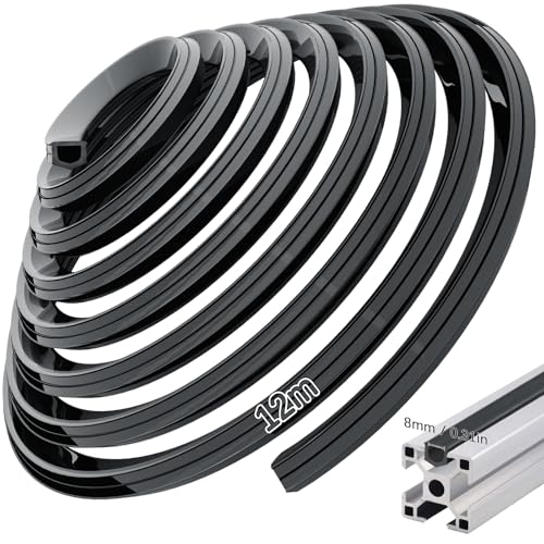 Mbsomnus Aluprofil Staubschutz 12m Aluprofil-Kantenstreifen 30x30,40x40 Nut 8 Aluprofil Zubehör Weiche Abdeckungs PVC Aluprofil Nut Abdeckung für Item Profil 30/40 V Type Slot T Type Slot 3D Drucker von Mbsomnus