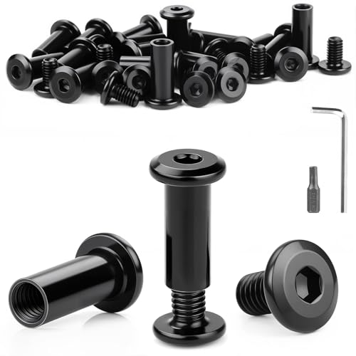 Mbsomnus 25 Stk Verbindungsschrauben M6x20 mm Schrankverbinder Edelstahl A2 V2A Hülsenschrauben Möbelverbinder Schrauben Hülsenmutter mit Sechskant-Schlüssel Bit H4 für Möbeln Holzbrettern Schränken von Mbsomnus