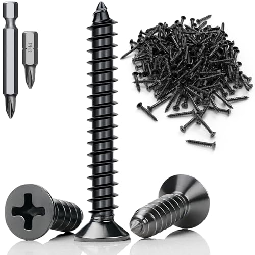 Mbsomnus 30 Stück Selbstschneidende Schrauben Schwarz M4x35 mm Schrauben Schwarz Flachkopf Edelstahl 304 Holzschrauben Screws Vollgewinde mit Schraubendreher Bit für Holzmöbel Büroausstattung DIY von Mbsomnus