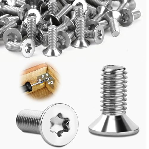 Mbsomnus 30 Stück Senkkopfschrauben M4x12mm Torx Schrauben M4 Edelstahl A2 V2A mit Innensechsrund/Torx-Antrieb Flachkopfschrauben Maschinenschrauben Standard für Holz Wohnmöbel Metallarbeiten von Mbsomnus
