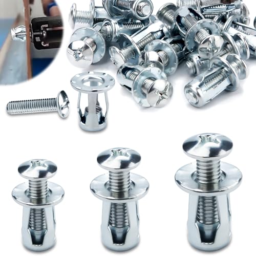 Mbsomnus 45 Stück Jack Nuts Petal Nuts Hohlraum Metallanker Expansion Nuts Hohlraumdübel Dünne Befestigungen Hohlwandanker Sortiment Kit Schwerlast für Dünne Wände Hohltüren Eisenblech(M4 M5 M6) von Mbsomnus