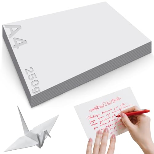 Mbsomnus 60 Stück Tonkarton 297 × 210 mm Dickes Papier A4 zum Drucken 250g/m² Bastelkarton Tonkarton Weiß Dickes Papier für Graffiti Kunstillustrationen Kreative Bastelprojekte von Mbsomnus