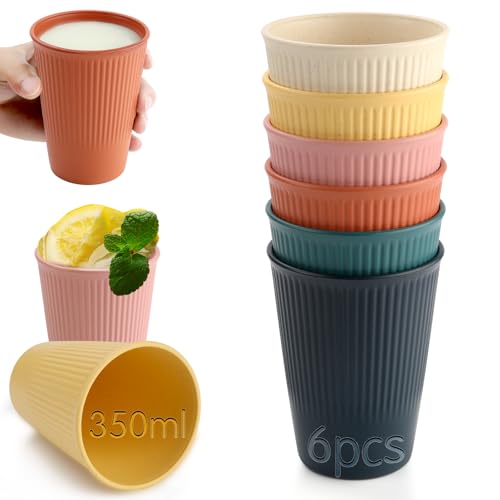 Mbsomnus 6er Mehrwegbecher 350 ML Plastikbecher Mehrweg aus Gesundes PP Becher Plastik BPA Frei Kunststoffbecher 6 Dunklere Farben Kaffeebecher Plastik Becher Kunststoff Mikrowellen Spülmaschinenfest von Mbsomnus