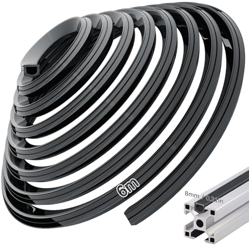 Mbsomnus Aluprofil Staubschutz 6m Aluprofil-Kantenstreifen 30x30,40x40 Nut 8 Aluprofil Zubehör Weiche Abdeckungs PVC Aluprofil Nut Abdeckung für Item Profil 30/40 V Type Slot T Type Slot 3D Drucker von Mbsomnus