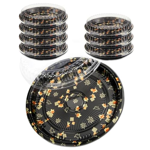 Mbsomnus 8 Stück Servierplatte mit Deckel 32cm Rund Meal Prep Boxen Kunststoff Wiederverwendbare Meal Prep Essensbox Mealprepboxen Food Container für Partyessen Buffets Sushi von Mbsomnus