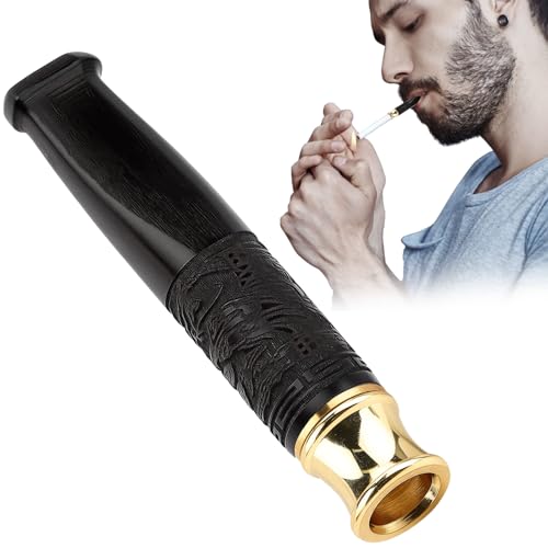 Mbsomnus Holz Zigarettenhalter Schwarz Zigarettenspitze Reliefmuster Zigarettenspitze Slim Cigarette Holder Zigarettenspitze Kurz Filter für Zigaretten für Verwendung in vielen Zigarettengrößen von Mbsomnus