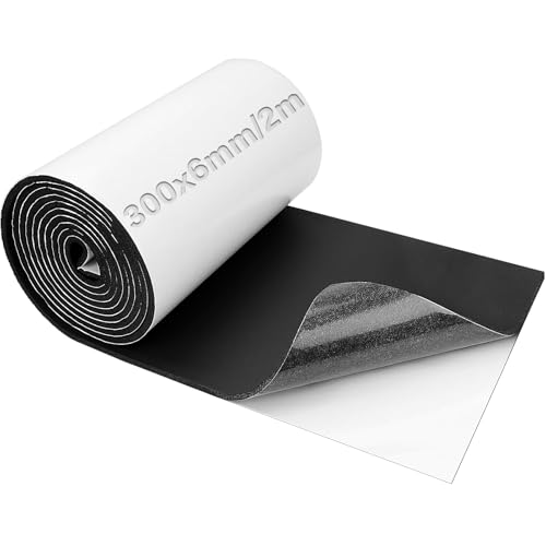Mbsomnus Moosgummi Selbstklebend 300 mmx6 mmx2 m Schaumstoff Selbstklebend Neopren Zellkautschuk Meterware Schaumstoffplatte Schwarz für Böden Wände Fahrzeugschutz DIY Basteln von Mbsomnus