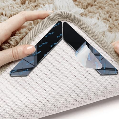 Mbsomnus Teppich Stopper rutschfest 32 Stück Teppichstopper Wiederverwendbare Teppich Antirutsch Pads Klebepads Anti Rutsch Waschbare Ecken Fixieren für Wohnzimmer Küche Unterlage von Mbsomnus