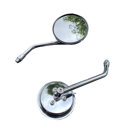 Mbxpxe Motorrad Rückspiegel 1 Paar Universal Runde Motorrad Rückspiegel 10mm Chrom Schwarz Retrovisor Spiegel Für Roller E-Bike Bar Spiegel von Mbxpxe
