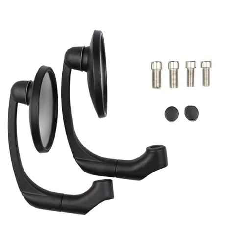 Mbxpxe Motorrad Rückspiegel 8MM/10MM Retro Rückspiegel Motorrad Rückspiegel Moto Seitenspiegel Lenkerspiegel Universal Fit Scooter für Cruiser Bar Spiegel(Black) von Mbxpxe