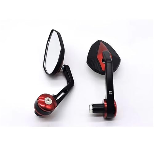 Mbxpxe Motorrad Rückspiegel Aluminium Legierung Motorrad Spiegel 22mm Lenker End Spiegel Universal Für Kawasaki Bar Spiegel(Red) von Mbxpxe