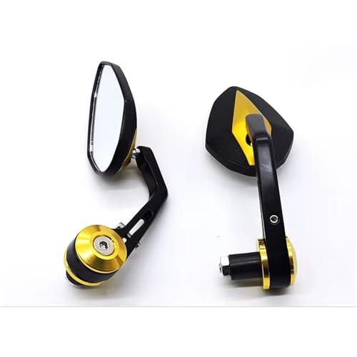 Mbxpxe Motorrad Rückspiegel Aluminium Legierung Motorrad Spiegel 22mm Lenker End Spiegel Universal Für Suzuki Bar Spiegel(Golden) von Mbxpxe