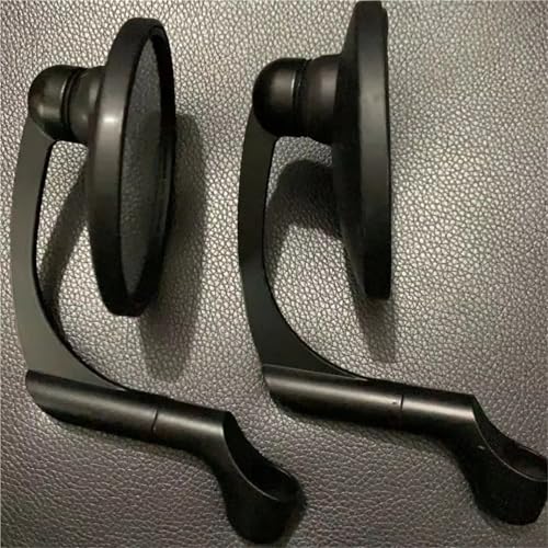 Mbxpxe Motorrad Rückspiegel Retro Runde Motorrad Rückspiegel Biegen Stange Silber Reflektor Konvexen Griff Bar End Spiegel Universal Bar Spiegel(Black) von Mbxpxe