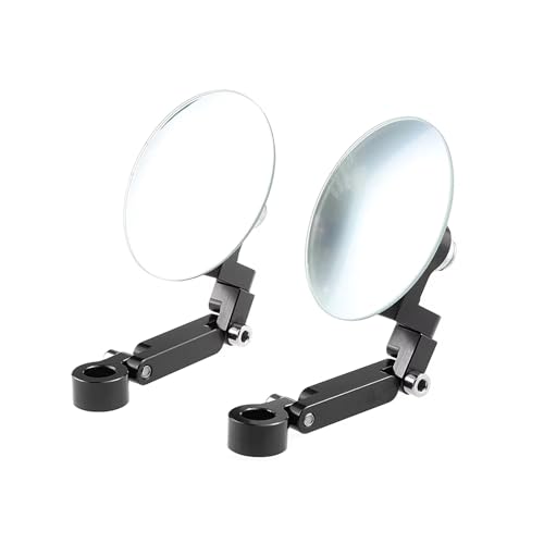 Mbxpxe Motorrad Rückspiegel Universal-Rückspiegel, breit, für die Sicht, konvex, für Motorradlenkermontage, Rückseitenspiegel, Toter Winkel, randlos, 360-Grad-Drehung Bar Spiegel(Black) von Mbxpxe