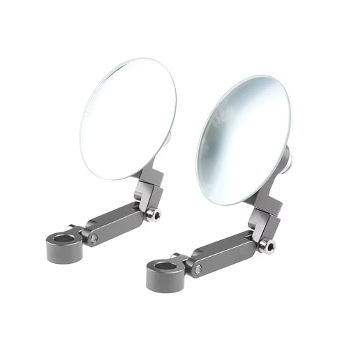 Mbxpxe Motorrad Rückspiegel Universal-Rückspiegel, breit, für die Sicht, konvex, für Motorradlenkermontage, Rückseitenspiegel, Toter Winkel, randlos, 360-Grad-Drehung Bar Spiegel(Gray) von Mbxpxe