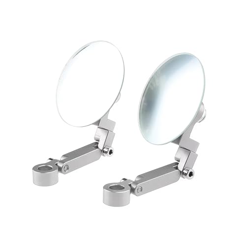 Mbxpxe Motorrad Rückspiegel Universal-Rückspiegel, breit, für die Sicht, konvex, für Motorradlenkermontage, Rückseitenspiegel, Toter Winkel, randlos, 360-Grad-Drehung Bar Spiegel(Silver) von Mbxpxe