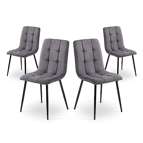 Mc Haus Maya Dark Grey x4-4er-Pack Esszimmerstühle, nordisches und Vintage-Design mit gepolstertem Sitz und ergonomischer Rückenlehne, Farbe Dunkelgrau von Mc Haus