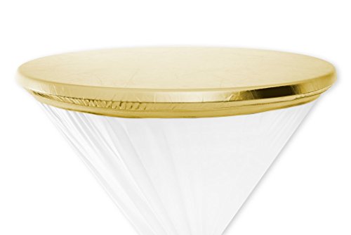 Mc-Stoff Deckel Haube ABWASCHBAR Tischplattenbezug für Stehtischhusse imprägniert wasserabweisend Cover Stehtisch Stretch Premium METALLIC 80 cm Gold von Mc-Stoff