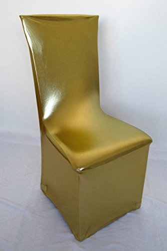 Mc-Stoff Stuhlhusse Stretch METALLIC in Gold imprägniert wasserabweisend Stretchhusse Premium abwaschbar bügelfrei universell für gerade oder runde Stuhllehnen Mc-Stoff Stuhlhusse Stretch METALLIC in Gold imprägniert wasserabweisend Stretchhusse Premium abwaschbar bügelfrei universell für gerade oder runde Stuhllehnen von Mc-Stoff
