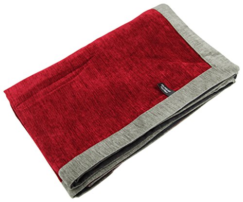 McAlister Textiles Alston Chenille | Bettläufer 50cm x 165cm in Rot mit Grau | Decke für Sofa, Bett, Sessel, Picknick von McAlister Textiles