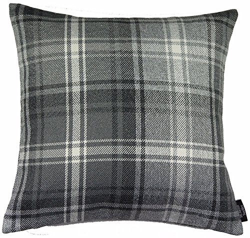 McAlister Textiles Angus | Kissenbezug für Sofakissen in Anthrazit Grau | 43 x 43cm | gewobenes Kariertes Tartan Muster | schottischer Landhausstil von McAlister Textiles