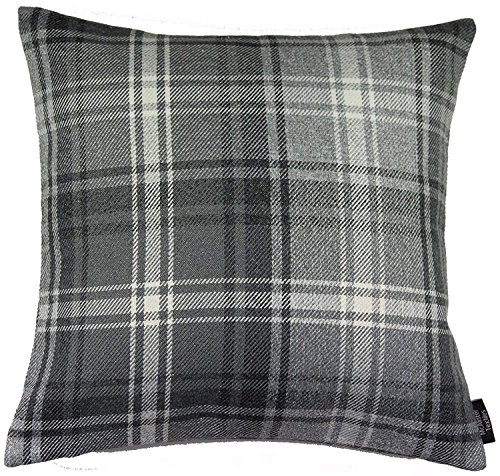 McAlister Textiles Angus | Sofakissen mit Füllung in Anthrazit Grau | 60 x 60cm | gewobenes Kariertes Tartan Muster | schottischer Landhausstil von McAlister Textiles