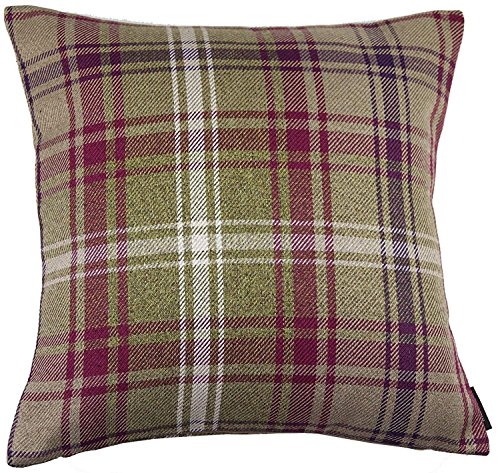 McAlister Textiles Angus | Sofakissen mit Füllung in Maulbeere Violett | 43 x 43cm | gewobenes Kariertes Tartan Muster | schottischer Landhausstil von McAlister Textiles