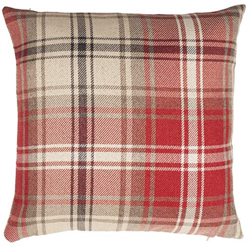 McAlister Textiles Angus | Sofakissen mit Füllung in Rot | 43 x 43cm | gewobenes Kariertes Tartan Muster | schottischer Landhausstil von McAlister Textiles