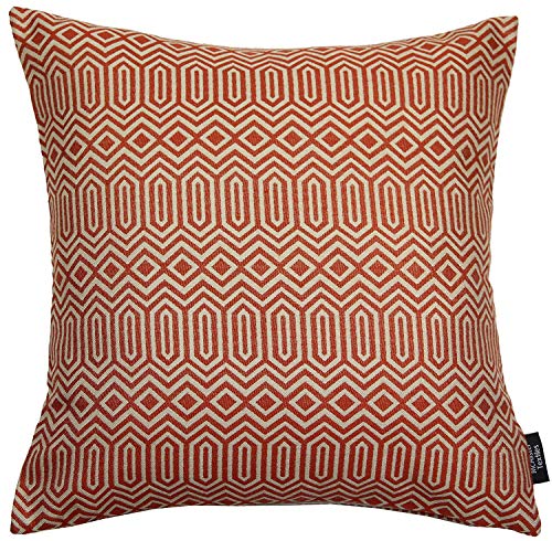 McAlister Textiles Colorado | Kissenbezug für Sofakissen in Terracotta Orange | 49 x 49 cm | Gewobenes geometrisches Jacquard Muster | Ethno-Design Deko Kissenhülle für Sofa, Couch von McAlister Textiles