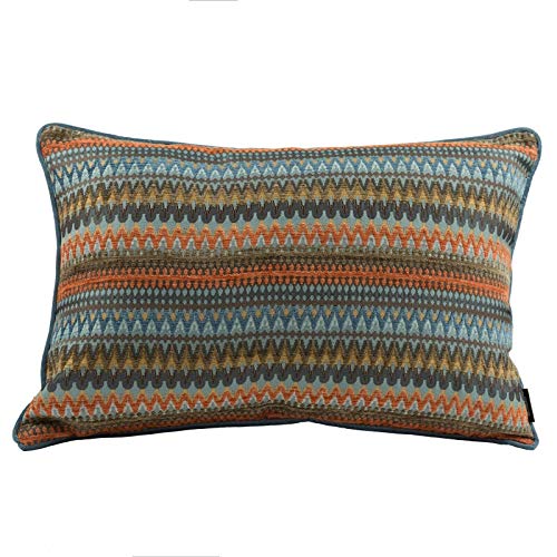 McAlister Textiles Curitiba | Bunt gemustertes Sofakissen mit Füllung | 60 x 40 cm in Orange & Blaugrün | farbenfrohes Deko Kissen für Sofa, Bett, Couch von McAlister Textiles