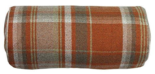 McAlister Textiles Boutique Deluxe | Heritage Nackenrolle im Tartan-Muster kariert inkl. Füllung 45cm x 20cm in Terracotta Orange | Deko Nackenkissen Schottenkaro von McAlister Textiles