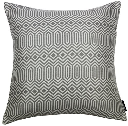 McAlister Textiles Colorado | Kissen mit Füllung in Grau | 49 x 49 cm | Gewobenes geometrisches Jaquard Muster | Ethno-Design Deko Kissen gefüllt für Sofa, Couch von McAlister Textiles