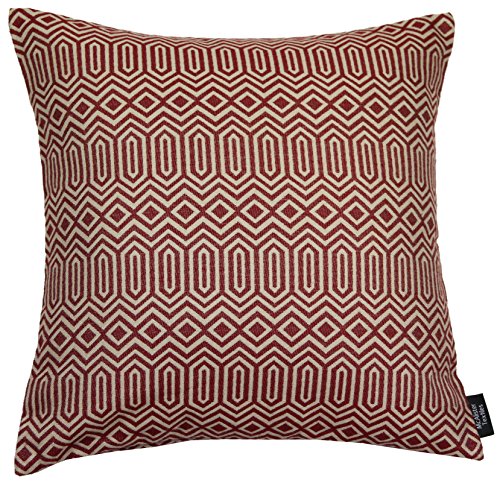 McAlister Textiles Colorado | Kissen mit Füllung in Rot | 60 x 60 cm | Gewobenes geometrisches Jaquard Muster | Ethno-Design Deko Kissen gefüllt für Sofa, Couch von McAlister Textiles