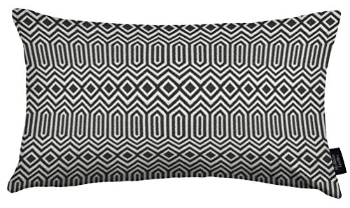 McAlister Textiles Colorado | Kissen mit Füllung in Schwarz | 30 x 50 cm | Gewobenes geometrisches Jaquard Muster | Ethno-Design Deko Kissen gefüllt für Sofa, Couch von McAlister Textiles