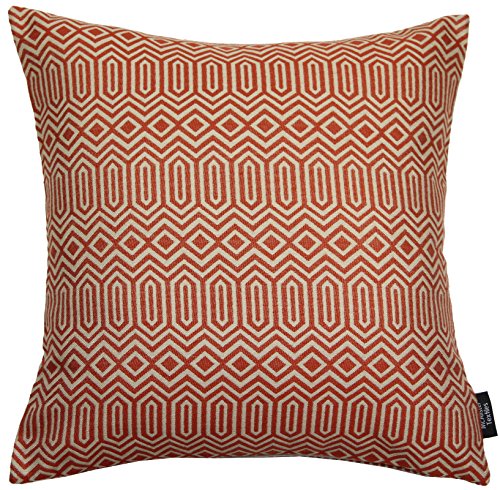 McAlister Textiles Colorado | Kissen mit Füllung in Terracotta Orange | 43 x 43 cm | Gewobenes geometrisches Jaquard Muster | Ethno-Design Deko Kissen gefüllt für Sofa, Couch von McAlister Textiles