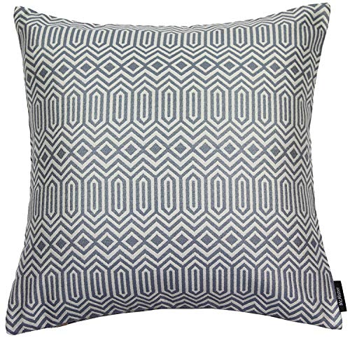 McAlister Textiles Colorado | Kissenbezug für Kissen in Wedgewood Blau | 43 x 43 cm | Gewobenes geometrisches Jacquard Muster | Ethno-Design Deko Kissenhülle für Sofa, Couch von McAlister Textiles