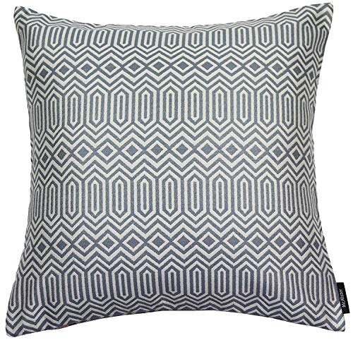 McAlister Textiles Colorado | Kissenbezug für Sofakissen in Wedgewood Blau | 49 x 49 cm | Gewobenes geometrisches Jacquard Muster | Ethno-Design Deko Kissenhülle für Sofa, Couch von McAlister Textiles